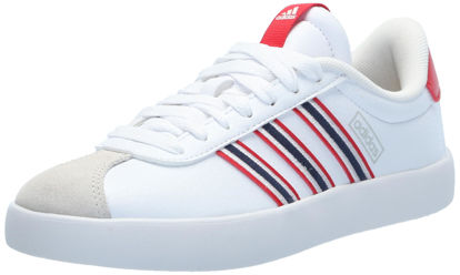 Picture of adidas Women's VL Court 3.0 Sneaker, White/Team Navy Blue/Better Scarlet, 5 - Size: 5