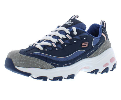 Picture of Skechers Sport Women's D'Lites Memory Foam Lace-up Sneaker, Navy/Grey/White, 9.5 W - Size: 9.5 Wide