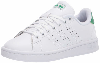 Picture of adidas mens Advantage Tennis Shoe, White/White/Green, 5.5 US - Size: 5.5