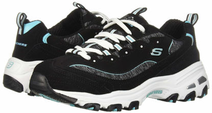 Picture of Skechers Women's D'Lites Me Time Sport Sneaker Shoes, Black/Turquoise, Size 8 - Size: 8