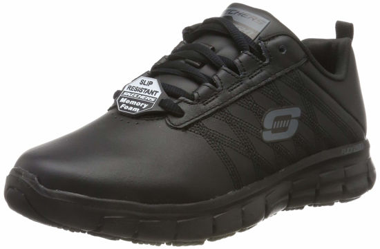 Picture of Skechers Women's Sure Track Erath-II Lace-up Sneakers, Black Leather, 5.5 - Size: 5.5