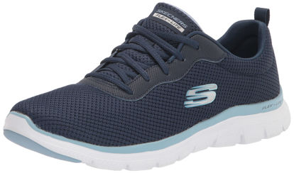 Picture of Skechers Women's Flex Appeal 4.0 - Brilliant View Sneaker, Navy/Blue, 11 W - Size: 11 Wide