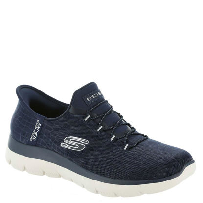 Picture of Skechers Women's Hands Free Slip-ins Summits Classy Night Sneaker, Navy/Silver, 8 Wide - Size: 8 Wide