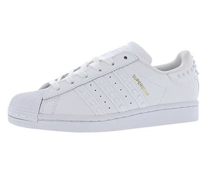 Picture of adidas Womens Superstar Studded Lace Up Sneakers Shoes Casual - White - Size 6.5 B - Size: 6.5