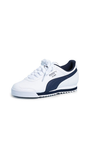 Picture of PUMA Mens Roma Sneaker, Basic white-new navy, 10 - Size: 10