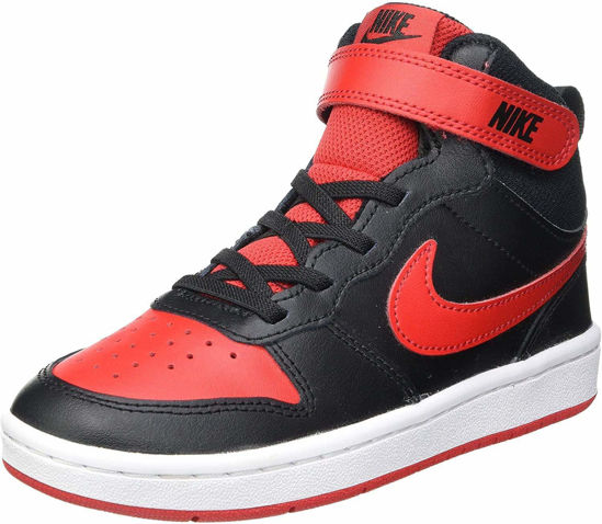 Picture of Nike Court Borough Mid 2 (Little Kid) Black/University Red/White 2 Little Kid M - Size: 2 Little Kid