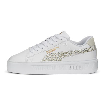 Picture of PUMA Puma Women's Smash Platform V3 Sneaker (Puma White/Pristine/Gold, us_Footwear_Size_System, Adult, Women, Numeric, Medium, Numeric_9) - Size: 9