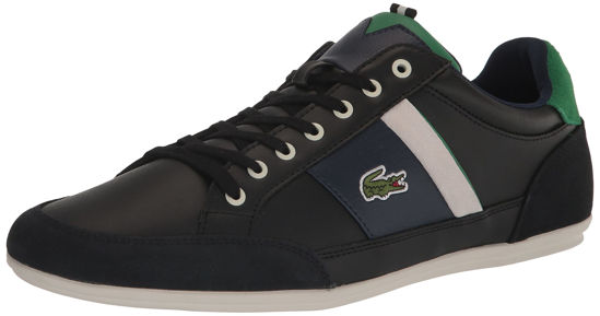 Picture of Lacoste mens Chaymon Sneaker, Blk/Wht Leather, 7 US - Size: 7