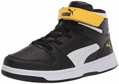 Picture of PUMA unisex-child Rebound Sneaker, Black White-Dandelion, 4.5 Big Kid - Size: 4.5 Big Kid