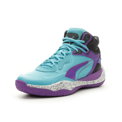 Picture of PUMA Men's PLAYMAKER PRO MID Sneaker, Purple Glimmer-Bright Aqua-Strong Gray-PUMA White, 7 - Size: 7