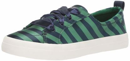 Picture of Sperry Womens Crest Vibe Varsity Stripe Satin Sneaker, Navy/Green, 7 - Size: 7