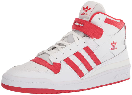 Picture of adidas Originals Men's Forum Mid Sneaker, White/Vivid Red/White, 3.5 - Size: 3.5