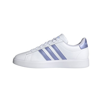 Picture of adidas Women's Grand Court 2.0 Sneaker, White/Blue Spark Met./Blue Spark, 6.5 - Size: 6.5