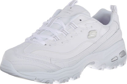 Picture of Skechers Sport Women's D'Lites - Me Time - Memory Foam Lace-up Sneaker,Bright White,10 M US - Size: 10