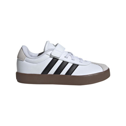 Picture of adidas VL Court 3.0 Elastic Lace Sneaker, White/Black/Grey, 11 US Unisex Little Kid - Size: 11 Little Kid