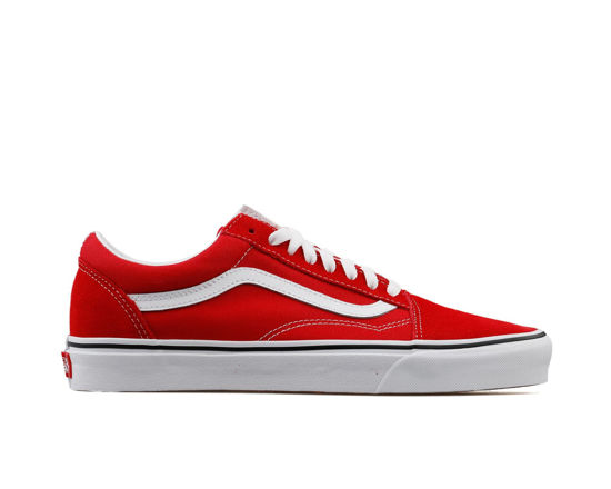 Picture of Vans Mens Old Skool Racing RED True White Size 11.5 - Size: 13 Women/11.5 Men