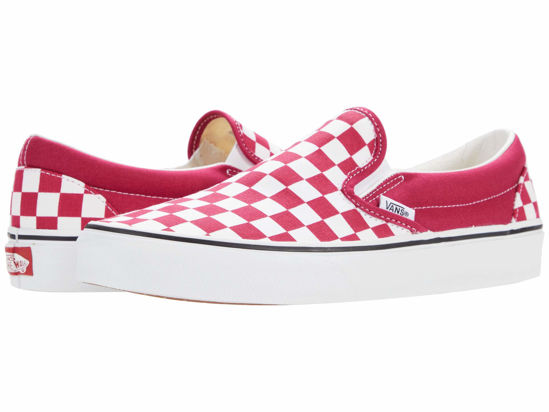 Picture of Vans Men's Classic Slip On, (Checkerboard) Cerise/True White, Size 9.5 - Size: 9.5