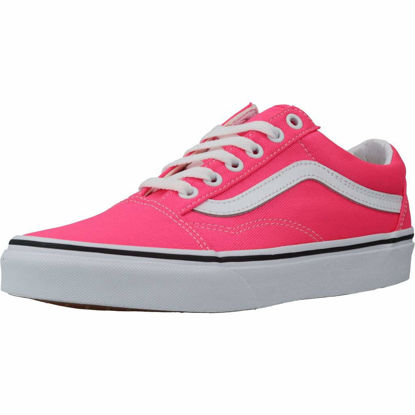 Picture of Vans Men's Old Skool Sneaker, (Neon) Knockout Pink/True White, Size 5.5 - Size: 7 Women/5.5 Men