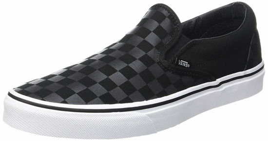 Picture of Vans Unisex Classic Slip-On (Checkerboard) Black/Black Skate Shoe 9 Men US / 10.5 Women US - Size: 10.5 Women/9 Men