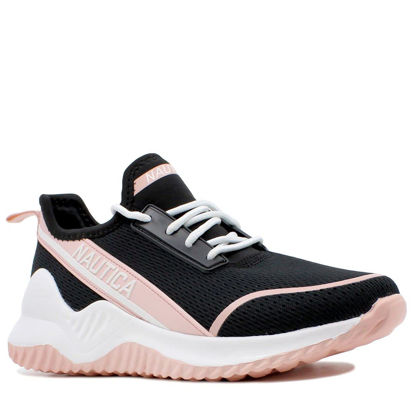 Picture of Nautica Women Fashion Sneaker Lace-Up Jogger Running Shoe-Delra-Black Pink Size-9 - Size: 9