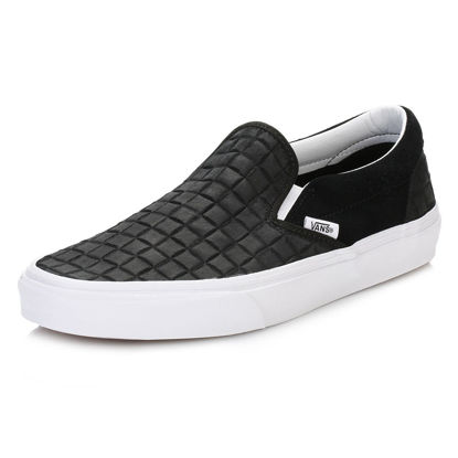 Picture of Vans Mens Suede Checkers Slip-On Black Sneaker - 5 - Size: 6.5 Women/5 Men