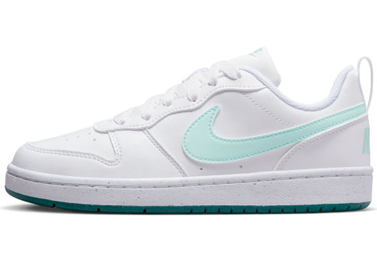 Picture of Nike Court Borough Low Recraft Big Kids' Shoes (DV5456-102, White/GEODE Teal/Jade ICE) Size 4.5 - Size: 4.5 Big Kid