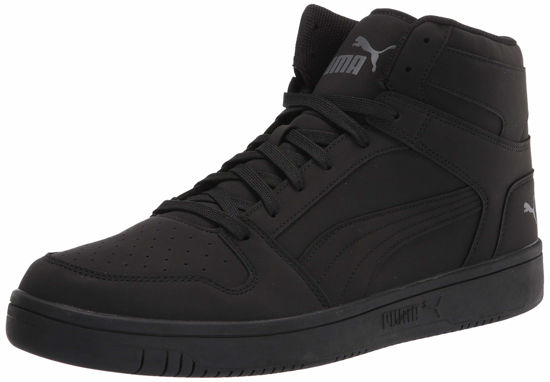 Picture of PUMA Mens Rebound Layup Sneaker, NUBUCK PUMA Mens Black-PUMA Mens Black-CASTLEROCK, 8.5 - Size: 8.5