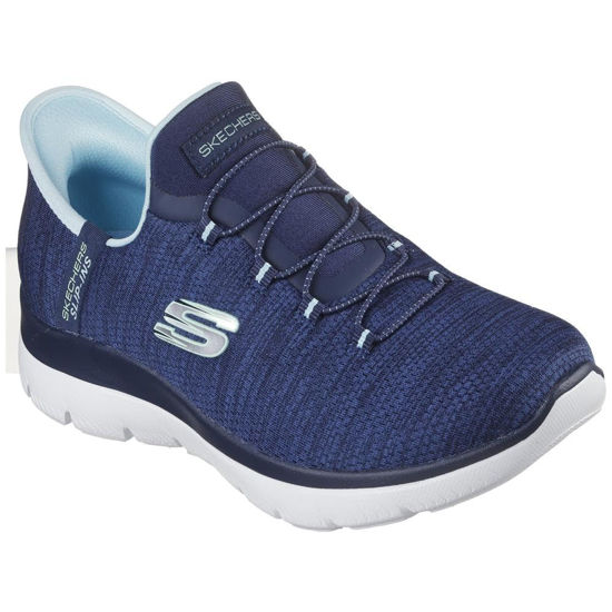 Picture of Skechers Sport Women's Women's Hands Free Slip-INS Summits-Everyday Set Sneaker, NVAQ=Navy/Aqua, 9.5 - Size: 9.5