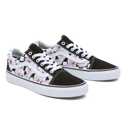 Picture of Vans Men's Old Skool Sneaker, (Hibiscus Check) Black, Size 9.5 - Size: 11 Women/9.5 Men