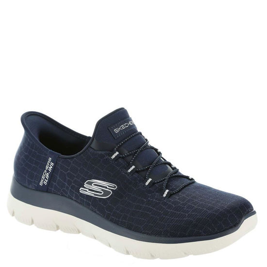 Picture of Skechers Women's Hands Free Slip-ins Summits Classy Night Sneaker, Navy/Silver, 9.5 Wide - Size: 9.5 Wide