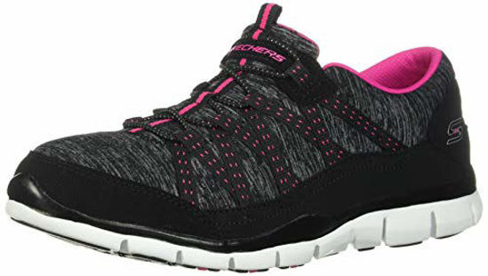 Picture of Skechers Women's Fashion Sneaker, black heathered Mesh/Durabuck/Hot Pink & White Trom 9 M US - Size: 9