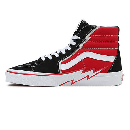 Picture of Vans Men's Sk8 Hi Bolt Sneaker, Black/Red, Size 11.5 - Size: 13 Women/11.5 Men