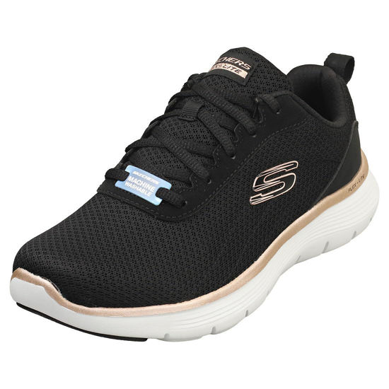 Picture of Skechers Women's Flex Appeal 5.0, Black Mesh Rose Gold Trim, 11 - Size: 11