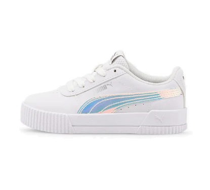 Picture of PUMA Carina Holo Sneakers JR in White/Silver, Size 5 - Size: 5 Big Kid