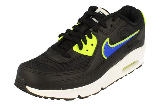 Picture of Nike Air Max 90 GS Running Trainers DA4670 Sneakers Shoes (UK 3.5 us 4Y EU 36, Black Racer Blue Volt 001) - Size: 4 Big Kid