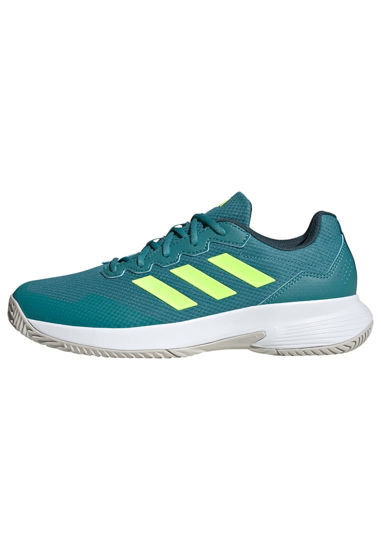 Picture of adidas Men's Gamecourt 2.0 Tennis Sneaker, Arctic Fusion Lucid Lemon Ftwr White, 11.5 - Size: 11.5