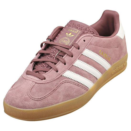 Picture of adidas Gazelle Indoor Women Sneakers, Shadow Fig/Cloud White/Gum, Size 6.5 - Size: 6.5