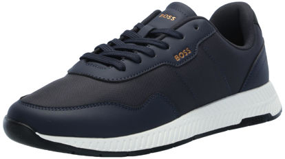 Picture of BOSS Leather Mix Low Top Sneaker, Blueberry Blue, 9 - Size: 9