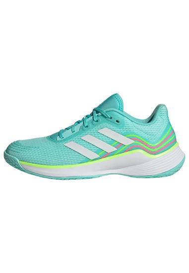 Picture of adidas Women's Novaflight Volleyball Sneakers, Flash Aqua FTWR White Lucid Lemon, 4.5 UK - Size: 6