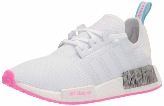 Picture of adidas Originals unisex-youth NMD_R1 White/White/Screaming Pink 4 - Size: 4 Big Kid