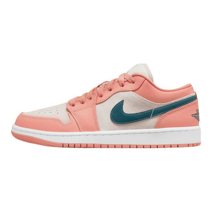 Picture of Nike Women's Air Jordan 1 Low UNC Basketball Shoe, Lt Madder Root/Dark Teal Green, 6.5 - Size: 6.5