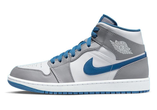 Picture of Nike mens Air Jordan 1 Mid Shoes, Cement Grey/White-true Blue, 10 - Size: 10