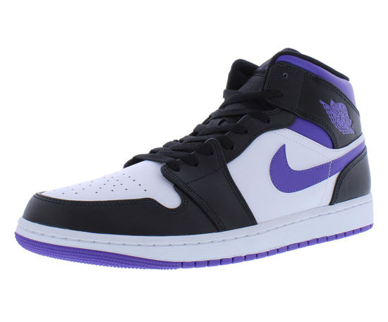 Picture of Nike Women's WMNS Air Jordan 1 Mid Trainers, Black Dark Iris White, 11.5 Men - Size: 11.5