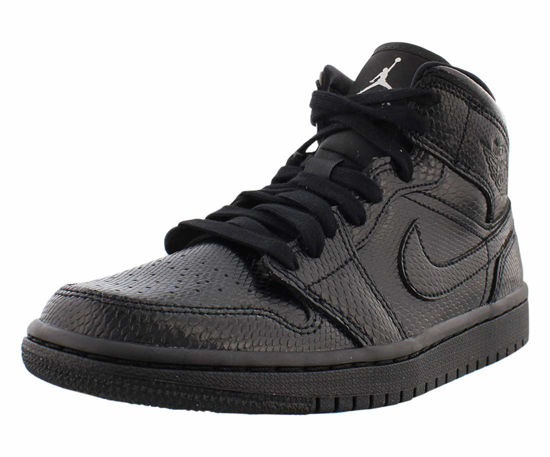 Picture of NIKE Men's Air Jordan 1 Mid Shoes, Black White, 11.5 - Size: 11.5