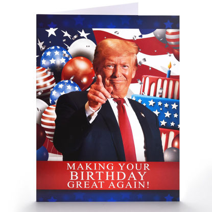 Picture of VIVIKEN Funny Trump Birthday Card, Humor Donald Trump Happy Birthday Cards for Women Men, Trump Birthday Greeting Card for Husband Wife, Trump Birthday Gifts Cards for Her Him Fans Friends