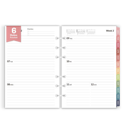 Picture of 2025 Weekly & Monthly Planner Refills, Forvencer 6-Hole Punched Planner Inserts, 12 Months (Jan 2025 - Dec 2025), Calendar Refills with Monthly Tabs, 5.5" x 8.26" for A5 6-Ring Organizer Binders