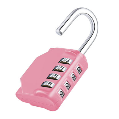 Picture of ZHEGE Combination Lock, 4 Digit Combination Padlock Outdoor, School Lock, Gym Lock (Pink)