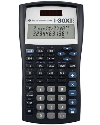 Picture of Texas Instruments TI-30XIIS Scientific Calculator, Black with Blue Accents