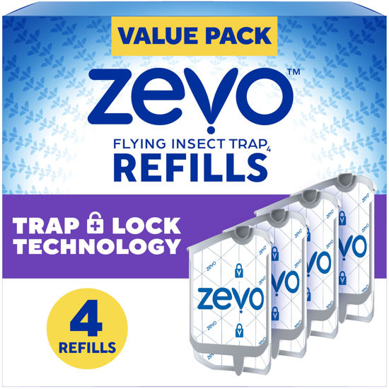 Picture of Zevo Flying Insect Refills for Indoor Light Trap: 4 Light Trap Refill Cartridges Capture Fruit Flies, Gnats and Houseflies (4 Cartridges)