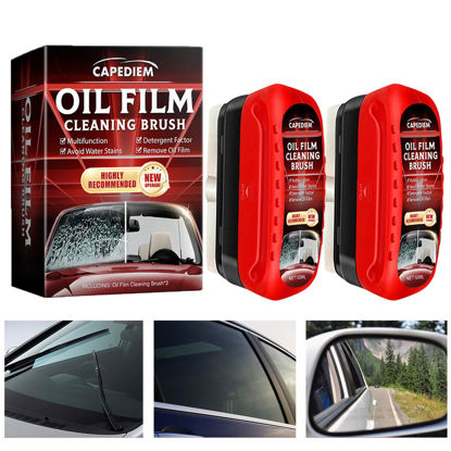 Picture of 2Pcs Automotive Oil Film Cleaning Brush,Glass Cleaning Board,Glass Coating for Windshield,Universal Anti-rain Fog Cleaning Glass Brush with Remover,for All Vehicles Lmproves Clarity and Visibility